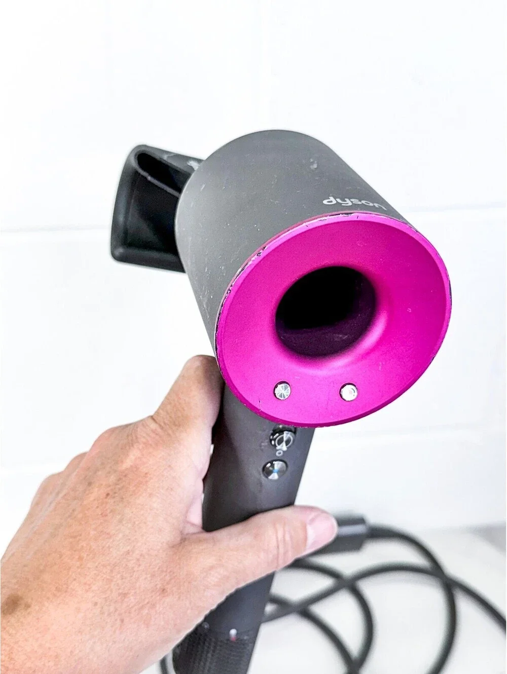 Dyson Supersonic Hair Dryer HD01 Gray and Pink with Styling Flyaway Attachment
